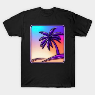 Retro vaporwave palm beach logo T-Shirt